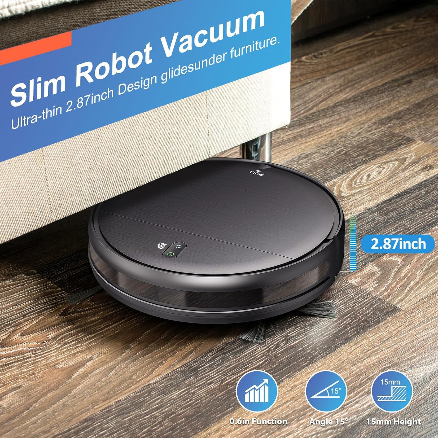 MAMNV Robot Vacuum and Mop Combo, WiFi/App, Robotic Vacuum Cleaner with Schedule, 2 in 1 Mopping Robot Vacuum with Watertank and Dustbin, Self-Charging, Slim, Ideal for Hard Floor, Pet Hair, Carpet - Image 5