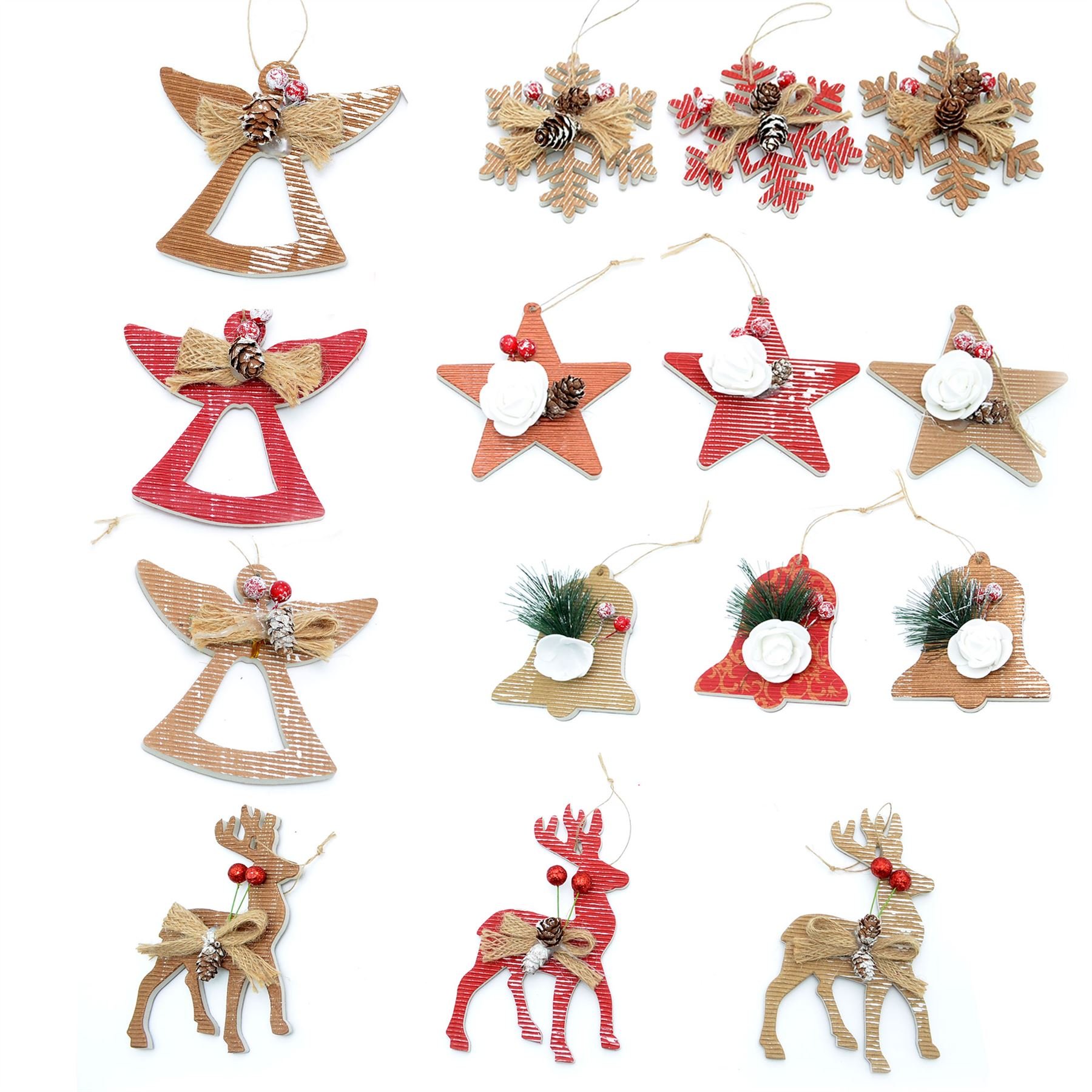 Gifts 4 All Occasions Limited Shatchi 15pcs Hand Crafted Christmas Tree Decorations Ornaments Xmas Handing Home Decorations Set