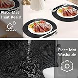 Famibay Round Placemats and Coasters Set of 4 Black 34cm 10cm view 5