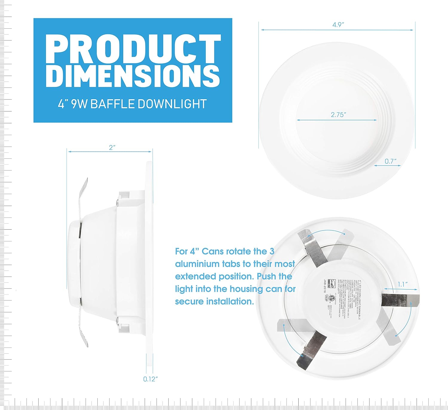 PARMIDA (12 Pack) 4" inch Dimmable LED Recessed Lighting, Retrofit Downlight, 9W (65W Replacement), 600lm, Baffle Trim, Ceiling Can Lights, Energy Star & ETL-Listed, 5 Year Warranty, 5000K - - 