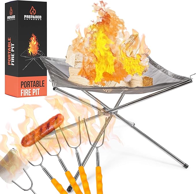 Portable Fire Pit Outdoor Extra Large 22 Inch Collapsing