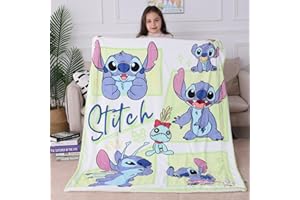 Meikadu Kids Blanket 3D Cute Cartoon Print Sherpa Blanket Plush Warm for Boys Girls (Blue Stitch-2, Throw(50''×60''))