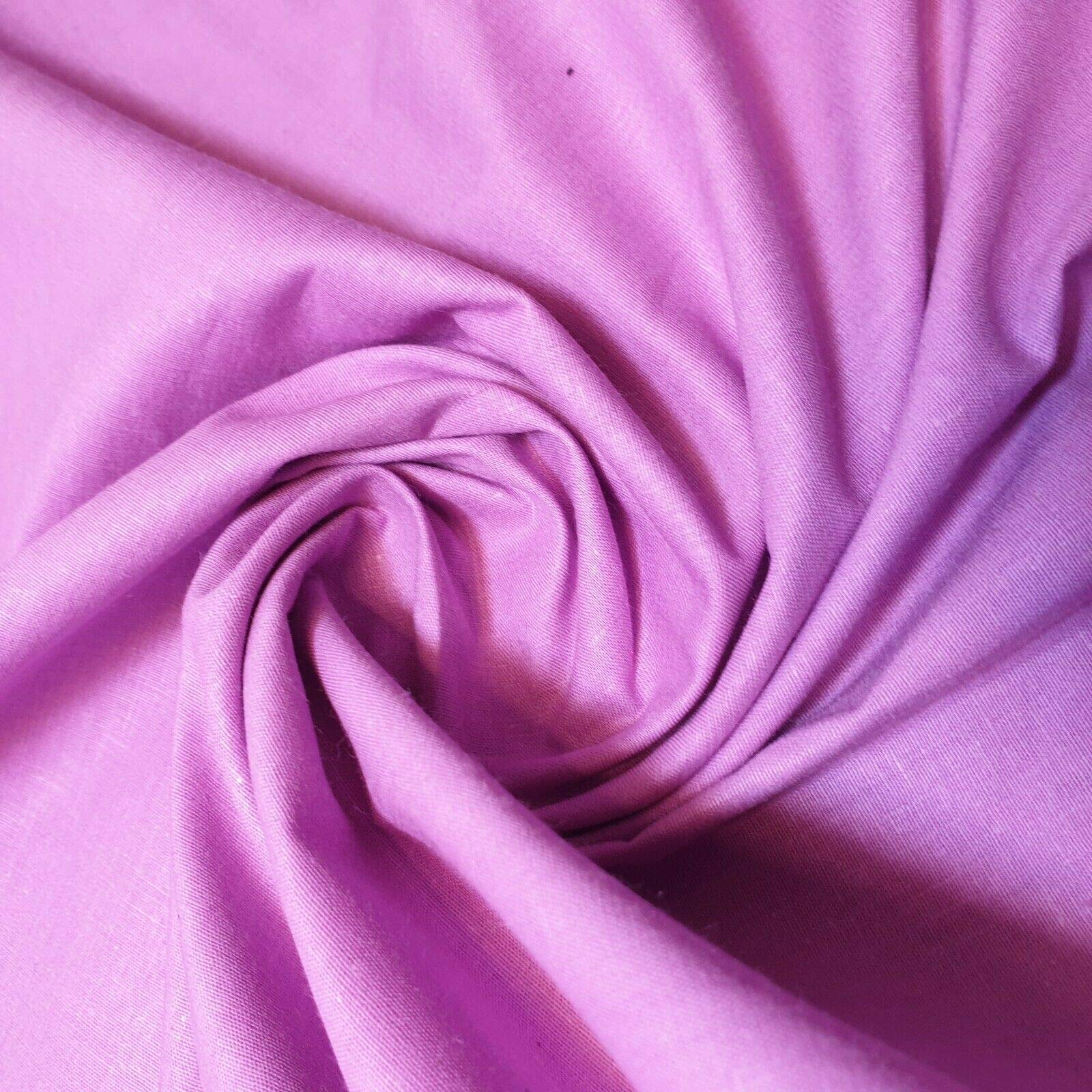 100% Cotton Fabric 112cm Wide Plain Cambric Poplin (Lilac/Lavender, 2 Meter)