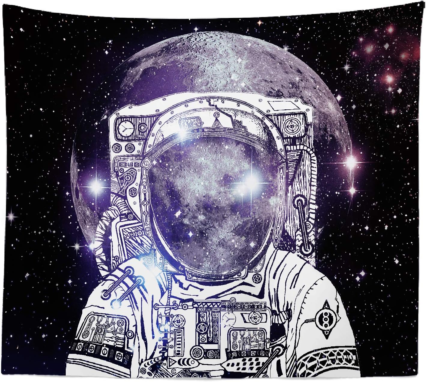 iLiveX Tapestry, Original Design Hand Drawing Art Print Tapestry Wall Hanging, 51.2"x59.1", Astronaut Universe Space Tapestries