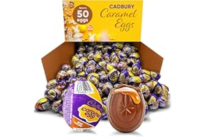CHAIN & JO SWEETS Cadbury Caramel 50 Eggs 1.2oz Chocolate & Caramel Candy Eggs - Cadbury Chocolate Caramel Easter Candy - Candy Individually Wrapped Caramel Egg Easter Candy