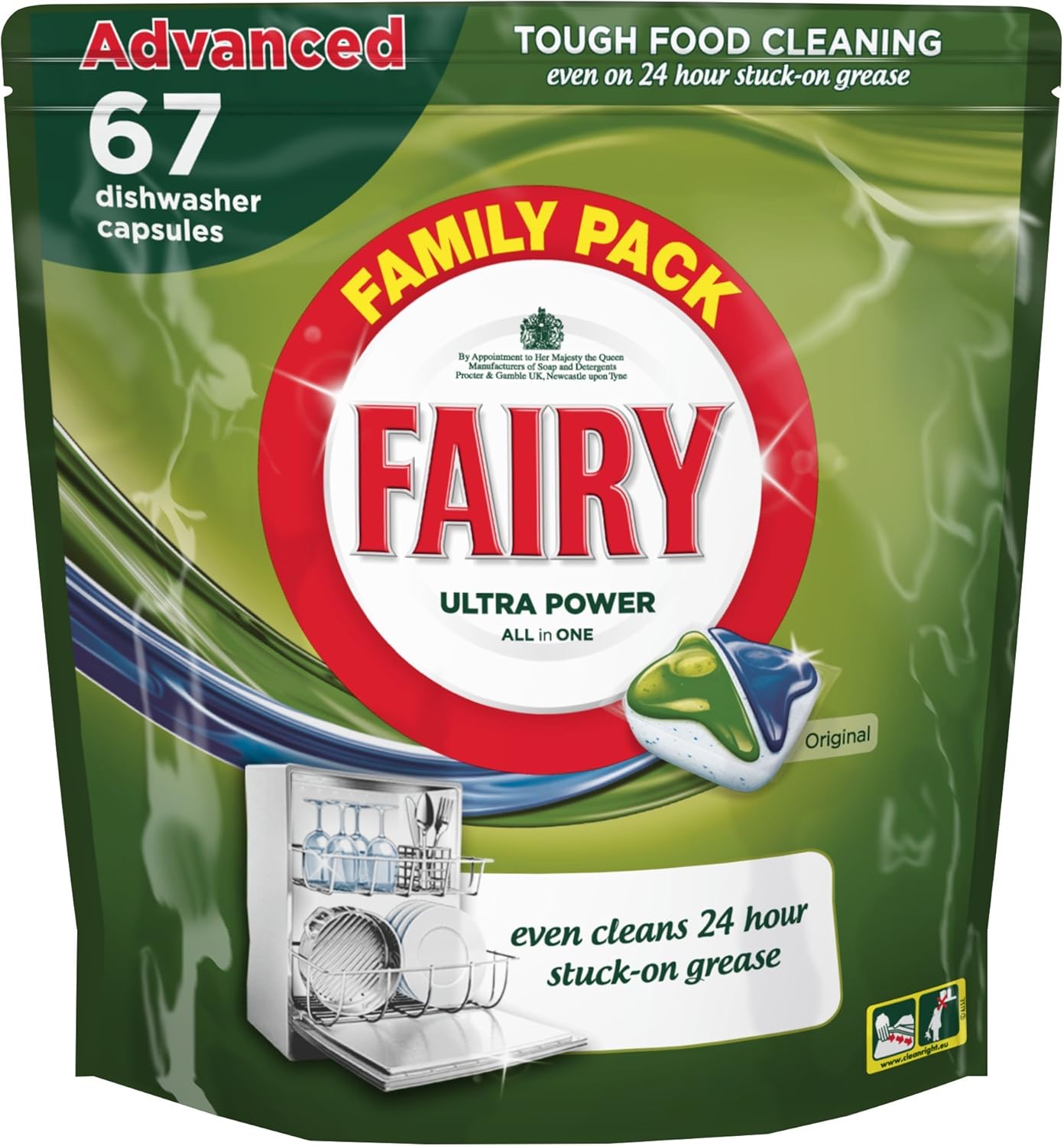 Fairy Original AllinOne Dishwasher Tablets, Regular, Pack of 67