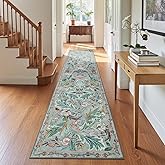 nesrt Botanical Runners for Hallways Kitchen Rug Non Slip 2x10, Long Washable Boho Jungle Runner Rugs, Soft Floral Forest Birds Carpet Runner for Hall, Laundry, Bedroom, Bathroom (Light Green)