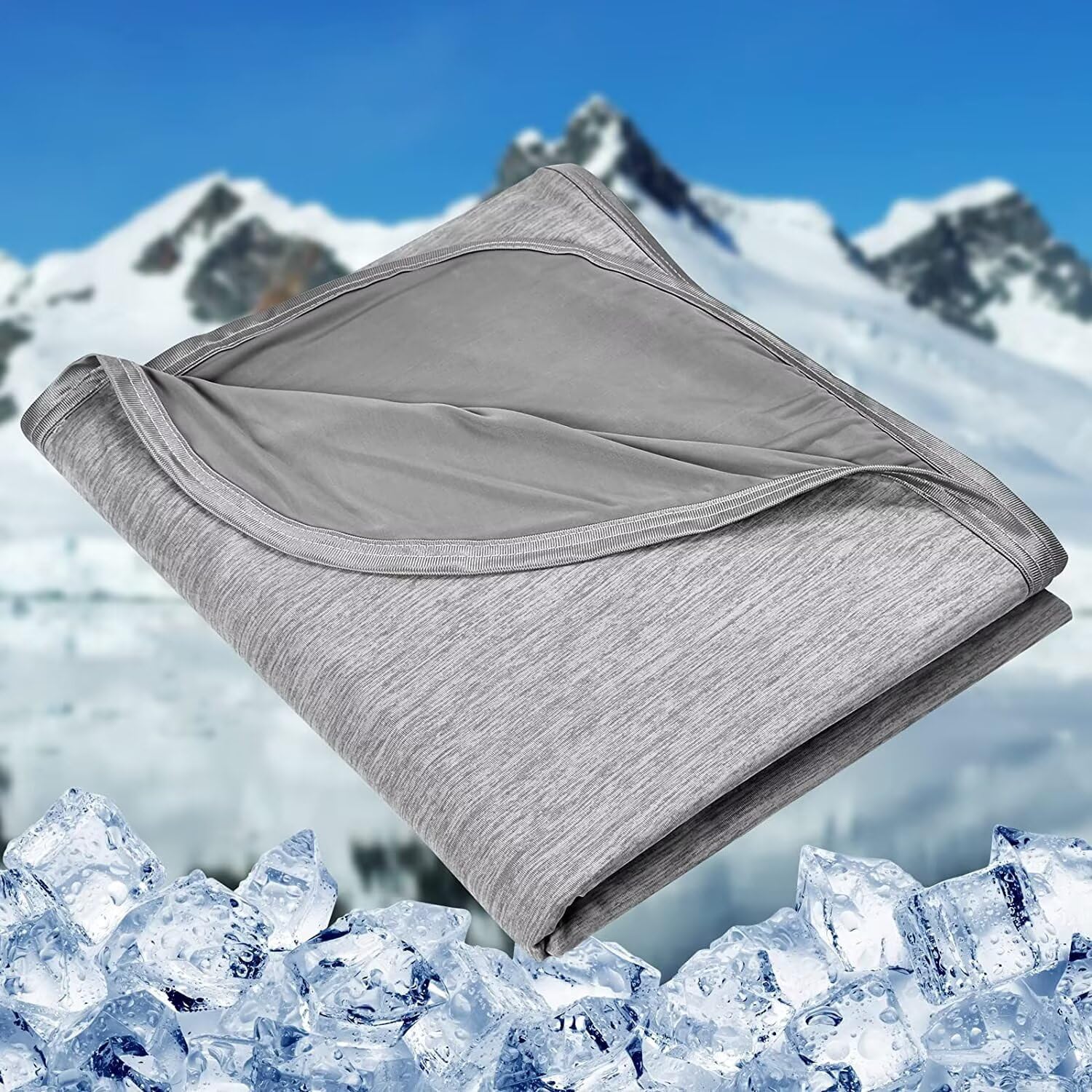 Photo 1 of HOMFINE Cooling Blankets for Hot Sleepers - Oversized Summer Blanket Thin Lightweight Breathable Soft Double Side Enhanced Cooling for Bed Couch, Keep Cool for Night Sweats (Grey, 120 x 120 inches)