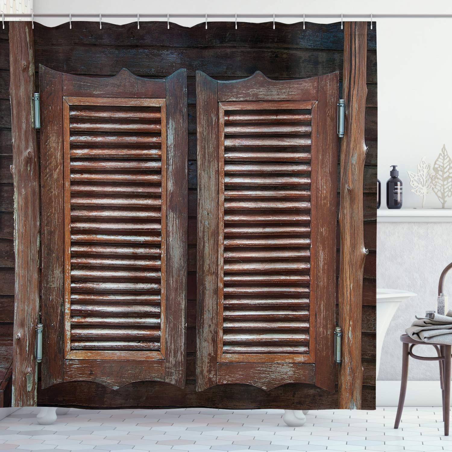 Ambesonne Western Shower Curtain, Antique Themed Traditional Rustic Wild West