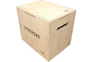 Synergee 3 in 1 Wood Plyometric Box for Jump Training and Conditioning. Wooden Plyo Box All in One Jump Trainer. Sizes 30/24/