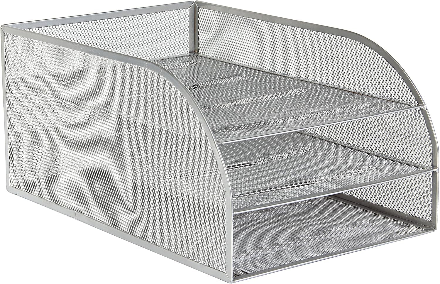 OSCO Silver Wire Mesh Triple Letter Tray, Desk Document Organiser, A4 Paper Storage, Office Desk Tidy, Desktop Filing Solution, Home Office Accessories, Fully Assembled