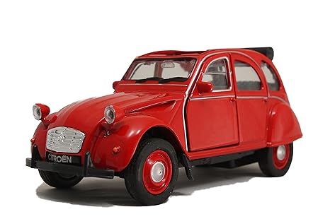 Schaepers Kaleidoskope Modellauto / Citroen 2 CV / Ente / / mit Rückzugantrieb / ca. 11 cm / DREI Farben / Rot / Weiss / Silb