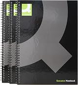 Q-Connect Hardback Wirebound Book A4 Black Pack of 3