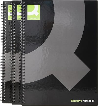 Q-Connect Hardback Wirebound Book A4 Black Pack of 3