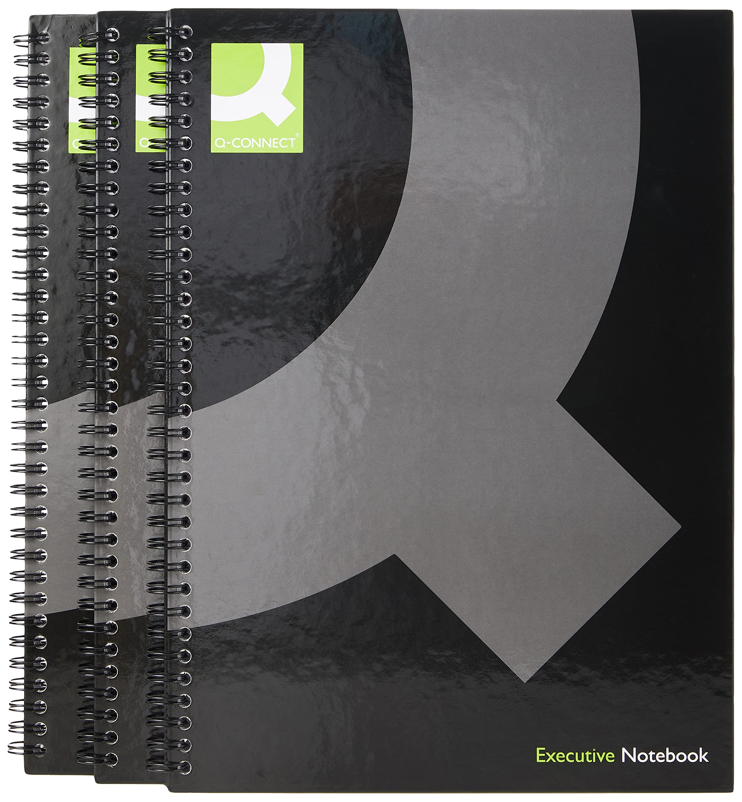 Q-Connect Hardback Wirebound Book, A4, Black, Pack of 3