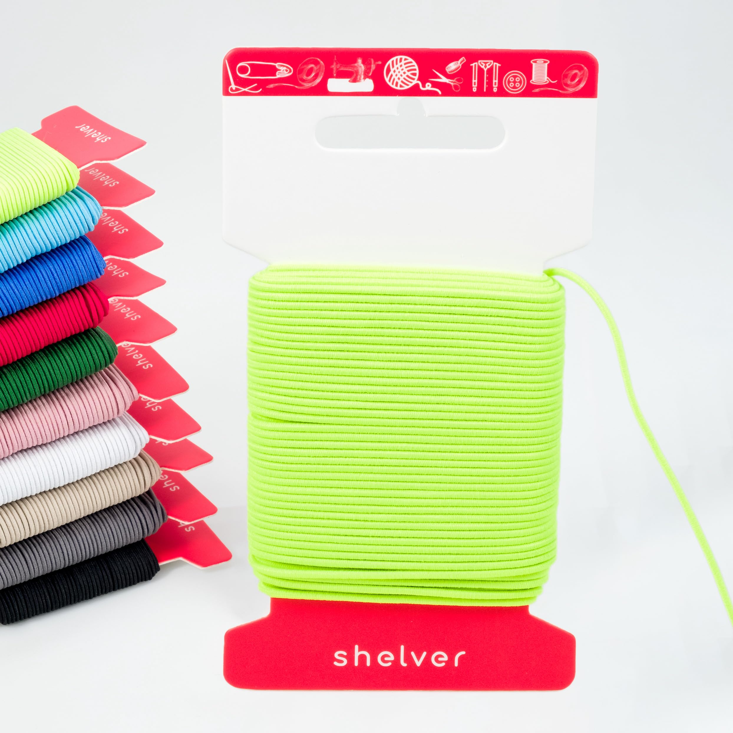 Shelver Premium Elastic Cord, 1.5mm Neon Yellow, 20m