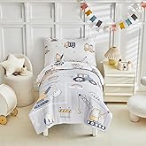 JHXHMX 4 Pieces Toddler Bedding Set for Boys,Excavator Cars Truck Pattern Toddler Comforter Set,Soft Crib Bed Set Including Comforter,Sheets and Pillowcase-Gray