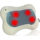 Zyllion Shiatsu Back and Neck Massager with Heat - 3D Electric Kneading Deep Tissue Massage Pillow for Muscle Pain Relief, Cream, ZMA-13