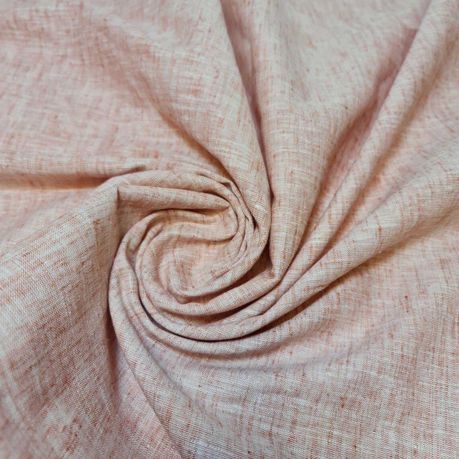 100% Cotton Melange Linen Look Soft Khadi Poplin Dress Craft Fabric Material 45" - 112 cm Wide Sold As 1 Meter Pre - Cut Lengths (Available in 12 Colours) (Salmon Shot)