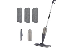 �鶹�� Basics 360-Degree Swivel Spray Mop for Hardwood Tile Laminate Floor Cleaning with 16.9 oz Refillable Tank, 49-inch, 3-