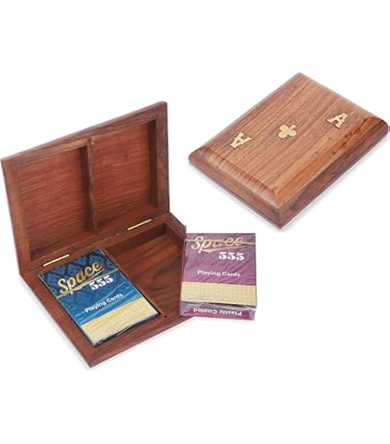 Unique Birthday Gift For Card Players Handcrafted Wooden Playing Card Holder With Premium Ace Cards - Gift Box Set Playing Card Storage Box - View #2