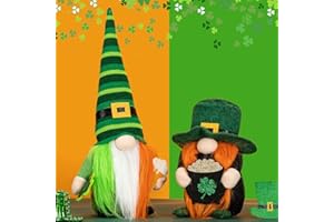 unanscre St Patricks Day Gnomes Plush Elf Decorations - 2PCS Different Hats Handmade Green Irish Clover Gnome Scandinavian Tomte Leprechaun for St Patricks Home Decor, St.Patrick's Day Table Ornament