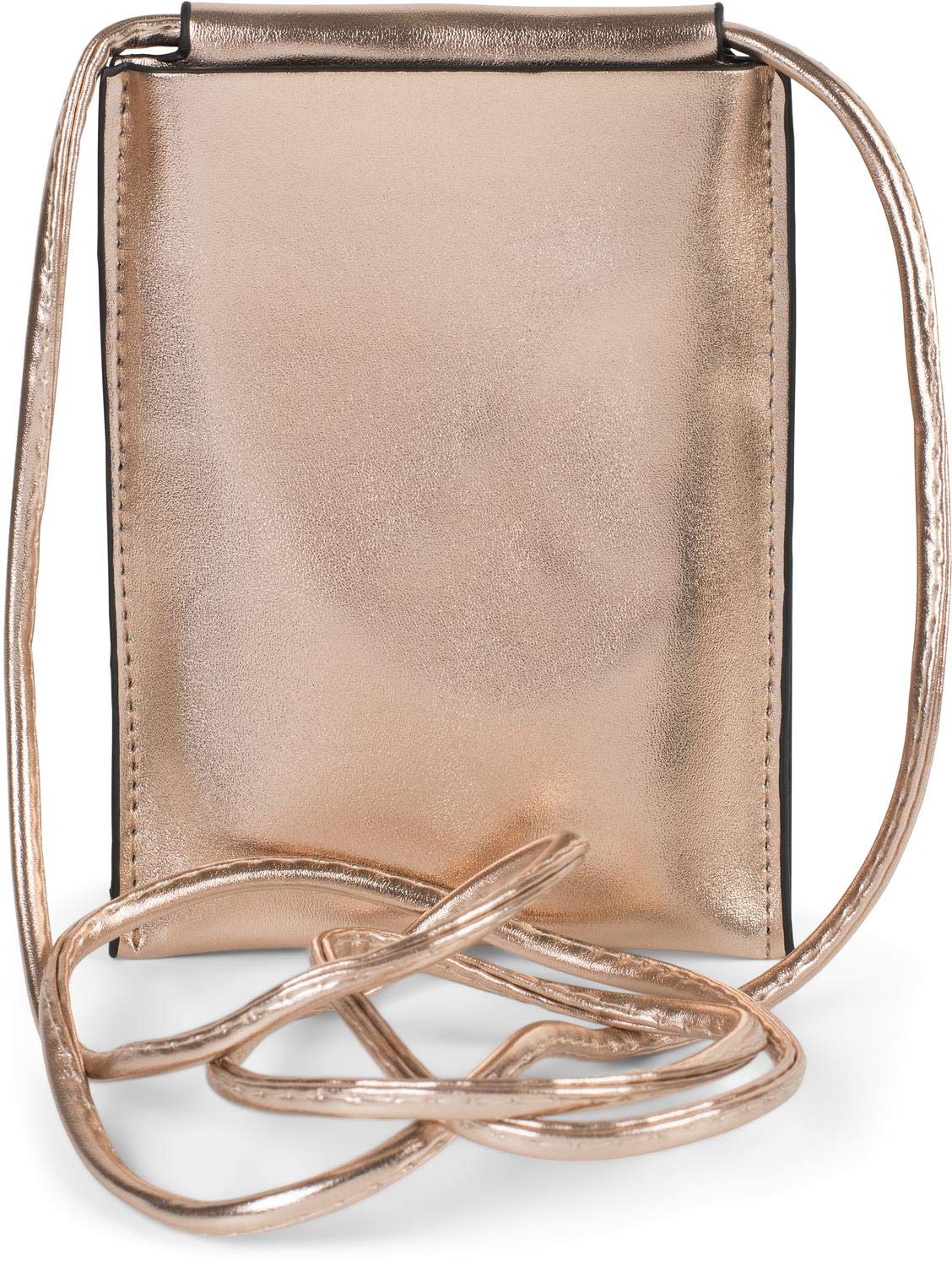 styleBREAKER Women Mobile phone shoulder bag in metallic, shoulder bag, mobile phone carrier bag, mini bag 02012307, Colour:Rose Gold