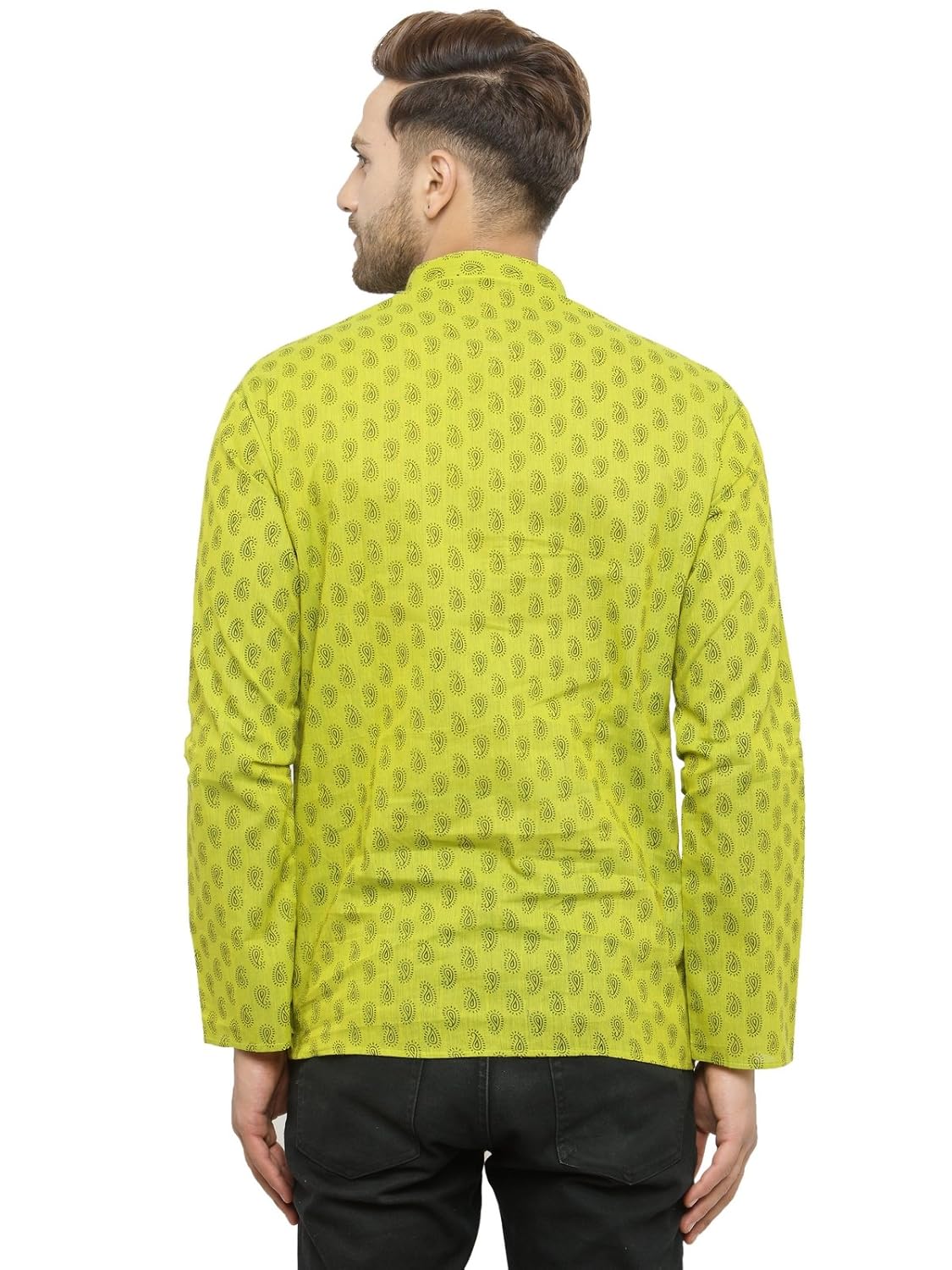 rg designers green printed mens short kurta_rgds6580mango-green