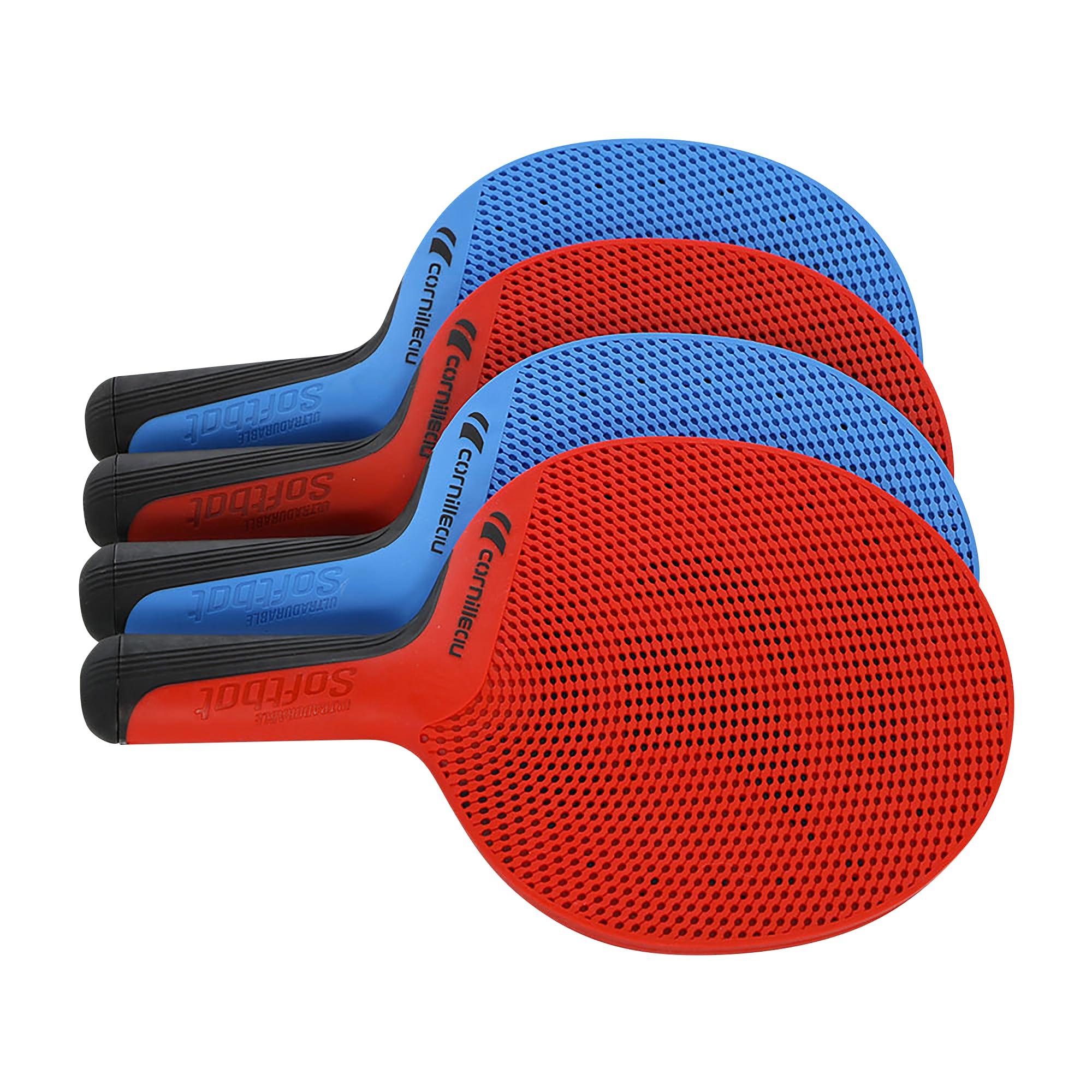Cornilleau Eco Design Table Tennis Quattro Set (4 Bats and 4 Balls), Red/Blue