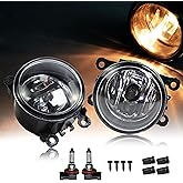 Fog Light Lamp Assembly Replacement 4F9Z-15200-AA Compatible with Acura Honda 2008-2014 Ford Focus, 2006-2014 Mustang, 2005-2011 Ranger STX, 2011-2014 Explorer - Clear Lens H11 Halogen Bulbs (Pair)