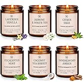 6-Pack Scented Soy Candle Set – Lavender Vanilla, Eucalyptus, Sandalwood, Jasmine & White Tea, Coconut, Sage | Natural Soy Wax Spring Summer Aromatherapy Candles for Home, Vacation, Relaxation & Spa