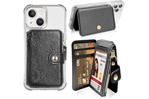 M-Plateau Phone Wallet,Card Holder for Phone Case with with Zipper Coin Purse and Cell Phone Lanyard Work with iPhone 14 and Most of Smart Cell Phones (Black)