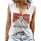 Country Concert Outfit for Women Graphic Tees V Neck Band Shirt Western Top