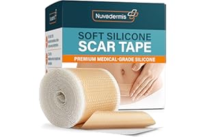 NUVADERMIS Silicone Scar Sheets for Surgical Scars - 120" x 1.5" Roll - Medical Grade Silicone Scar Tape and Face Tape for Wrinkles, Keloid Scars, and Hypertrophic Scars - Reusable - 1 Pack