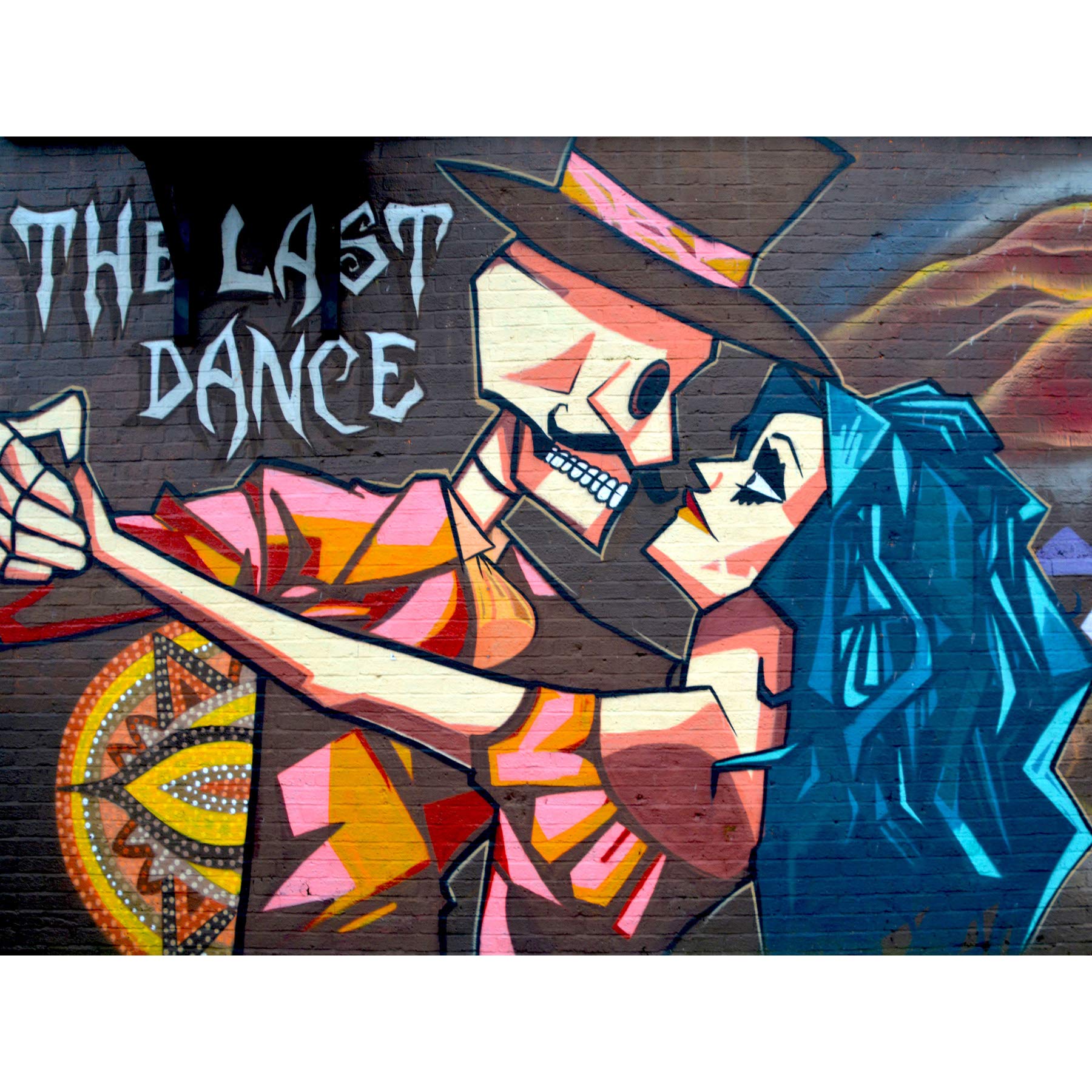 Graffiti Last Dance Death Skeleton Large Canvas Wall Art Print
