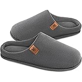 VeraCosy Men's Cozy Slip-on Slippers Corduroy Memory Foam Indoor House Shoes