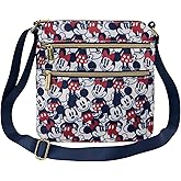 Loungefly Mickey and Minnie Mouse Crossbody Purse Women's Passport Bag Navy Nylon