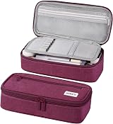 WEMATE Large Pencil Case 9 x 4.3 x 2.4in 5 Compartments Canvas Purple Red