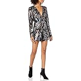 Ramy Brook womens Rainn Deep V-neck Long Sleeve Printed RomperRompers