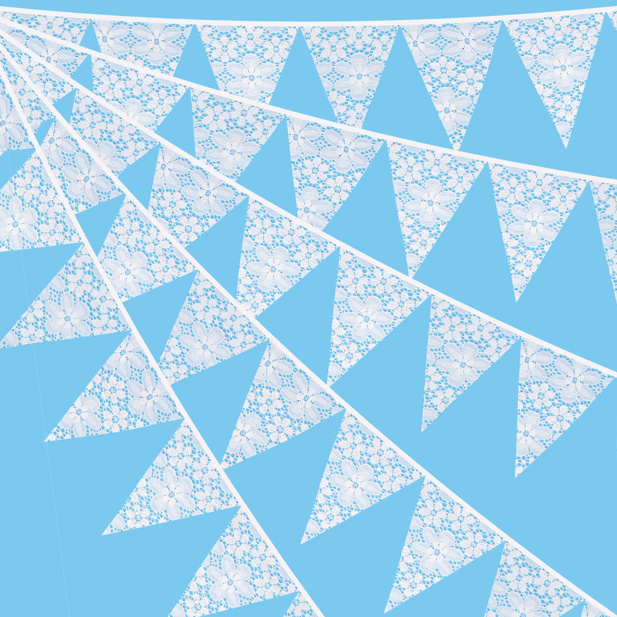 G2PLUS White Lace Bunting - 3.3M for Wedding, 12PCS Fabric Lace for Birthday Party Decoration