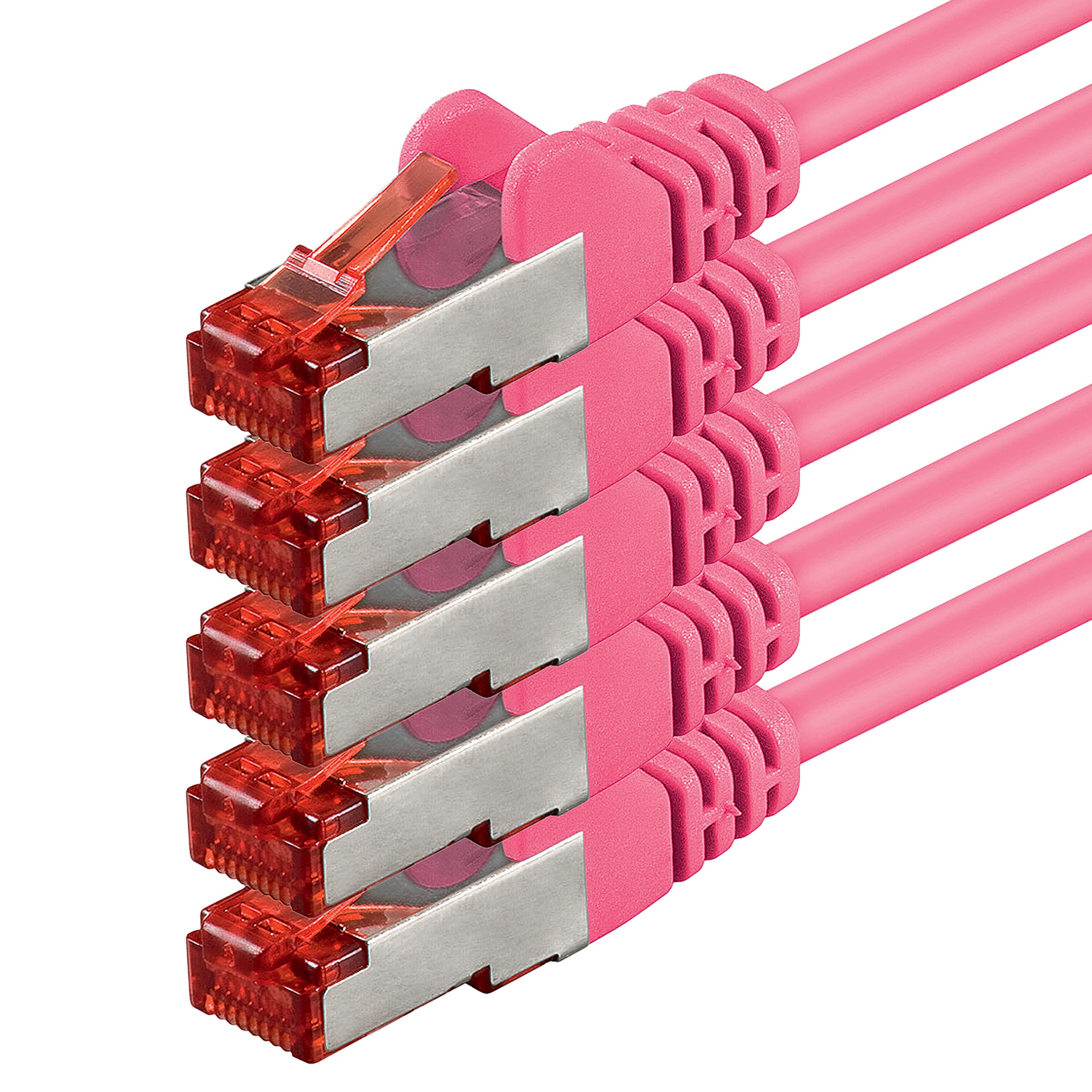 1aTTack.de 5x 0.25m - Cat 6 network cable patch cable Cat6 RJ45 SFTP - magenta — image 1