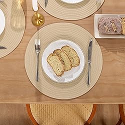 SHACOS 15 inch Round Braided Placemats Set of 6 Non
