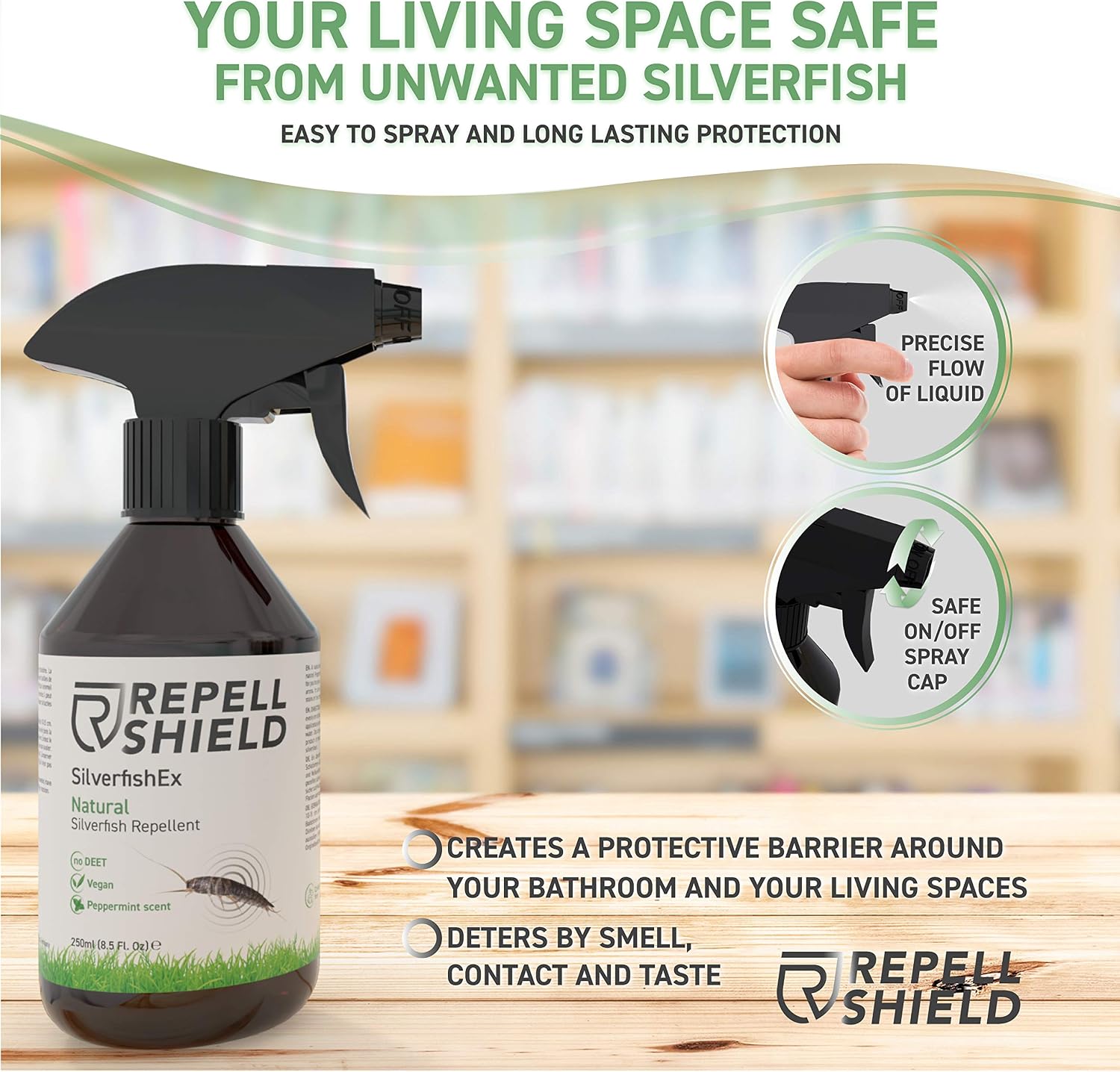 RepellShield Silverfish Repellent Spray -250ml- Peppermint & Spearmint Silver Fish Treatment for Bathrooms Kitchens & Cupboards - Image 5