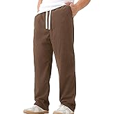 JOTOOK Mens Casual Corduroy Pants Lightweight Elastic Waist Drawstring Pants Straight Baggy Pants with Pockets