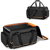 GRAOSO Speaker Carrying Bag Compatible with Mackie Thump Go 8", Loudspeaker Storage Bag with Removable Bottom Board, Padded Handle and Shoulder Strap, Multiple Pockets for Microphone, Cable, Black
