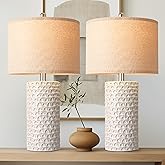 PARTPHONER 23" Modern Ceramic Table Lamp Set of 2, Table Lamps for Living Room, Rustic Farmhouse Bedside Lamps Nightstand lam