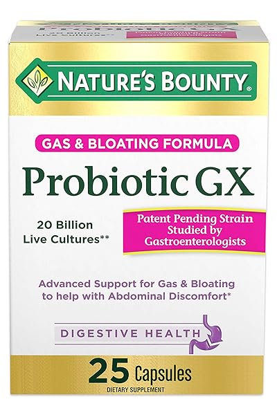 NATURE’S BOUNTY PROBIOTIC GX, HELPS WITH OCCASIONAL GAS AND BLOATING, DIETARY SUPPLEMENT, DIGESTIVE HEALTH, 25 CAPSULES