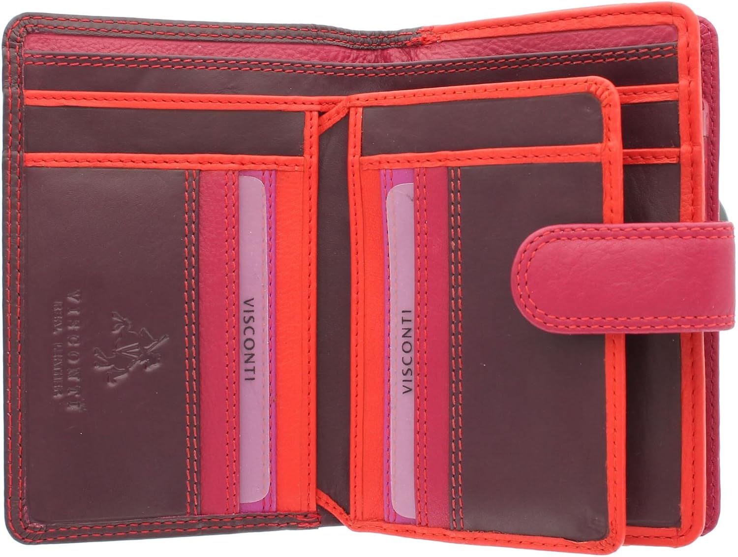 Visconti Rainbow Leather Ladies Purse Style RB51 RFID Blocking Plum Multi - Image 3