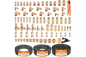 CheeMuii 100 PCS Brass DOT Air Line Fittings with 3 Roll 50FT 1/4" 3/8" 1/2" DOT Air Lines Kit Push Lock Air Fitting Quick Connect Air Fittings with Air Hose Pneumatic Tubing