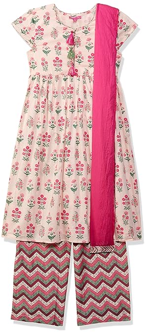 Girl's Cotton a-line Salwar Suit Set